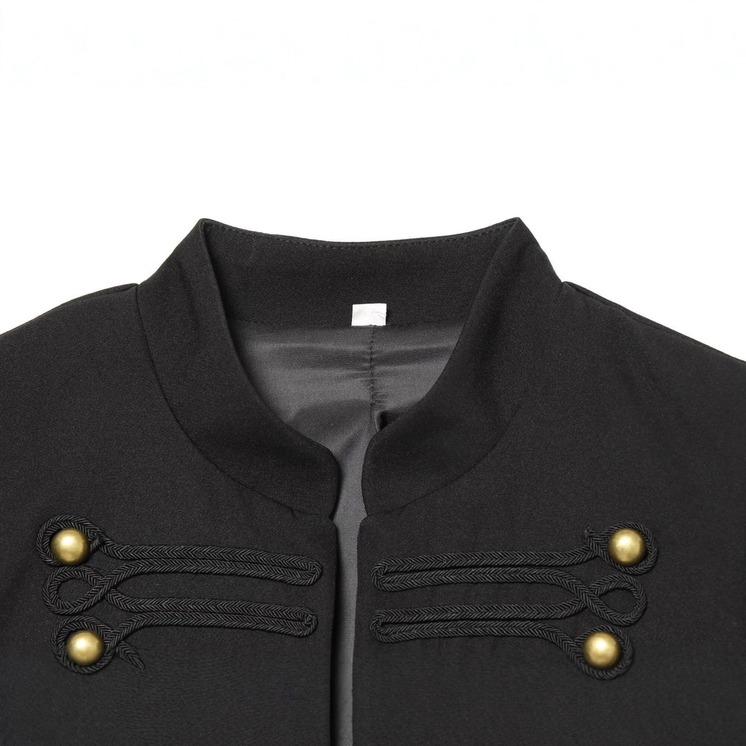 Damen Kurzer Feldblazer mit Stehkragen, Kordelverzierung und Messingknöpfen Nord Taschen