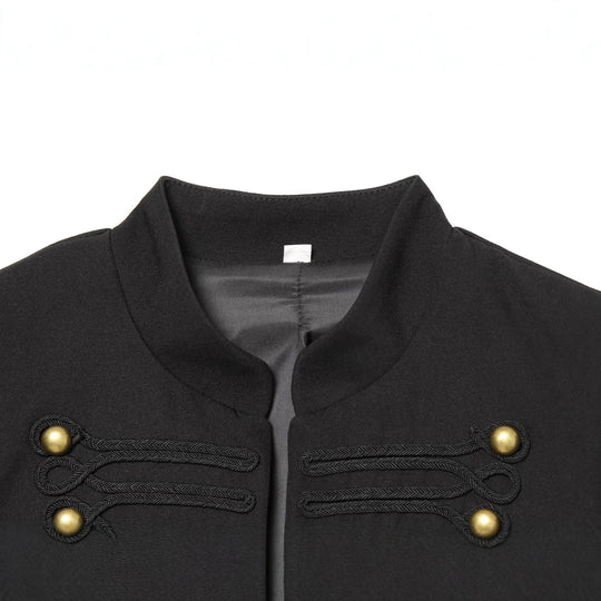 Damen Kurzer Feldblazer mit Stehkragen, Kordelverzierung und Messingknöpfen Nord Taschen