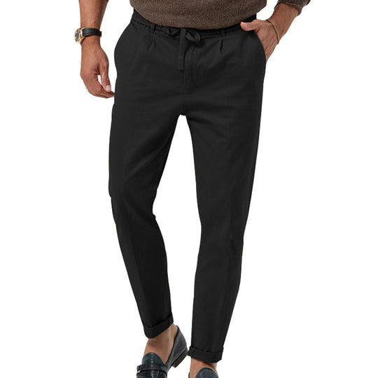Herren nan leichte Leinenhose mit Kordelzug und schmaler Passform