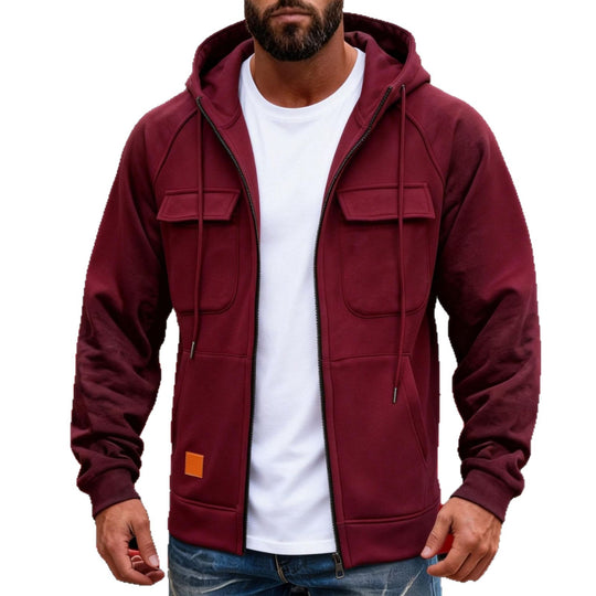 Herren Kapuzenjacke mit durchgehendem Reißverschluss, Brustklappen und moderner Slim‑Fit-Silhouette Nord Taschen