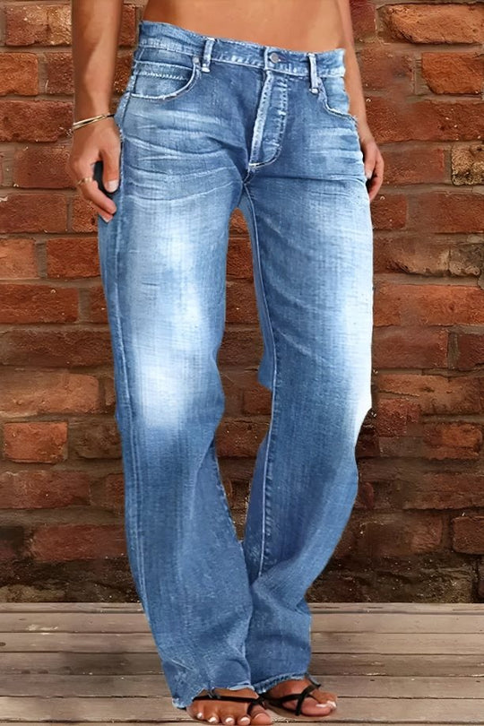 Damen Lockere Destroyed-Jeans mit weitem Bein und niedriger Taille Nord Taschen