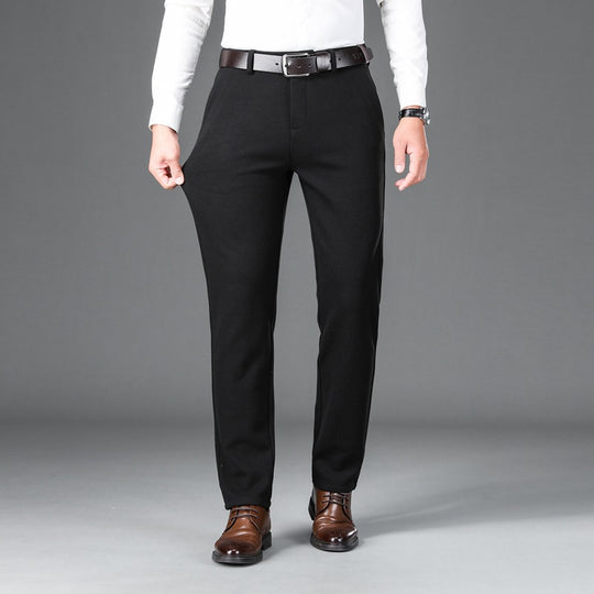 Herren Elegante Stretch-Wolloptik-Hose mit geradem Schnitt und elastischem Bund Nord Taschen