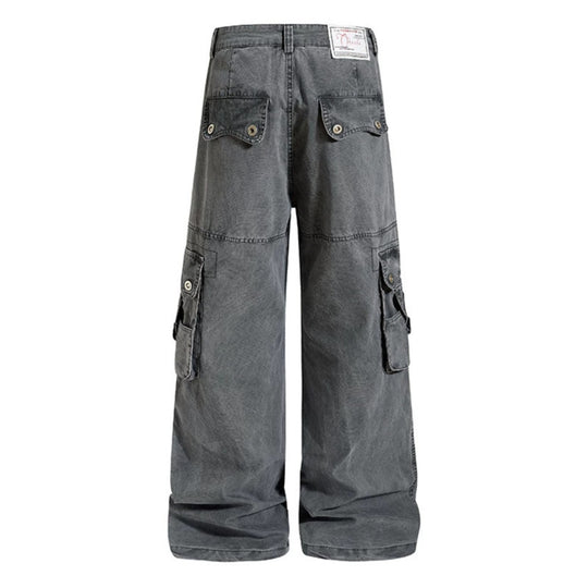 Damen weite Baumwoll-Cargohose im Vintage-Look mit ballonförmiger Silhouette und großen Klappentaschen Nord Taschen