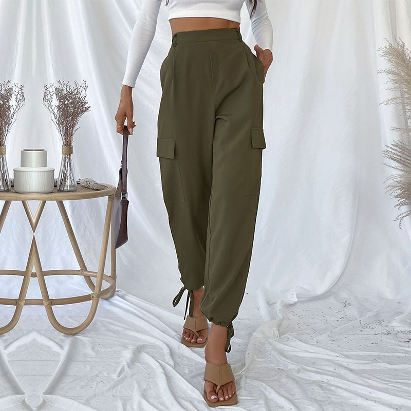 Damen Hohe Taillierte Cargo-Hose Nord Taschen