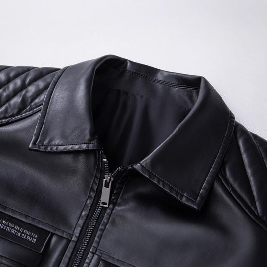 Herren Modische Lederjacke mit Schulterpolster Nord Taschen