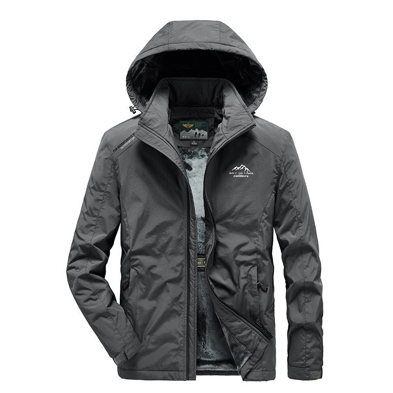 Herren technische Outdoor-Jacke mit wärmendem Teddyfleece-Innenfutter und verstellbarer Kapuze Nord Taschen