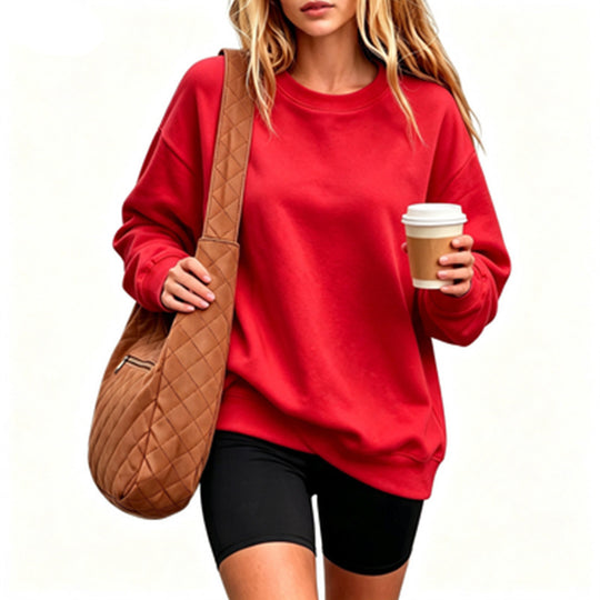 Damen Bequemer Oversized Sweatshirt Nord Taschen