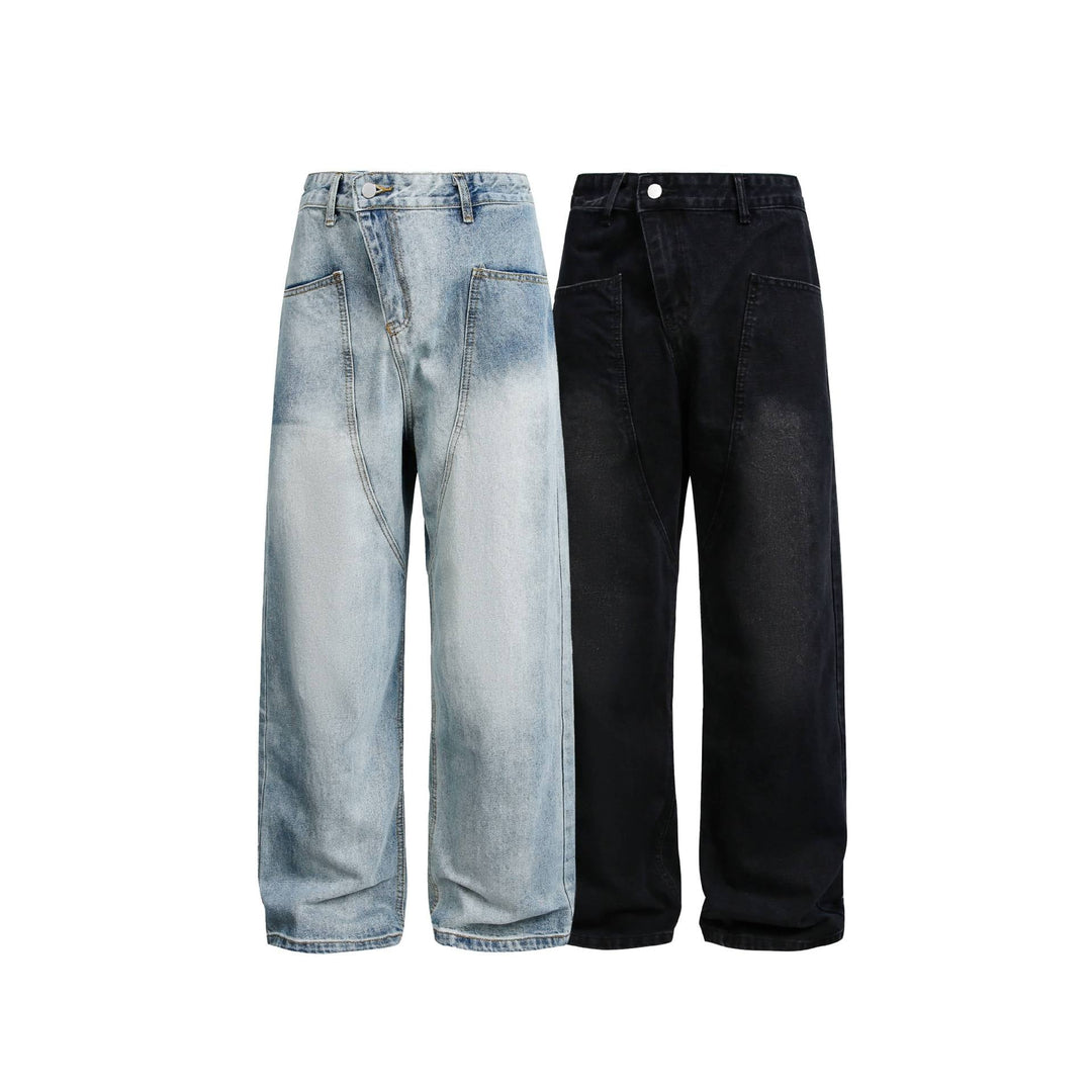 Damen Weite High‑Waist Jeans im Carpenter‑Style mit aufgesetzten Fronttaschen Nord Taschen