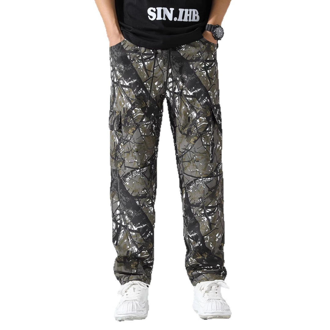 Herren Gemusterte Cargo-Jogginghose mit Tunnelzug, aufgesetzten Taschen & tapered Bein Nord Taschen