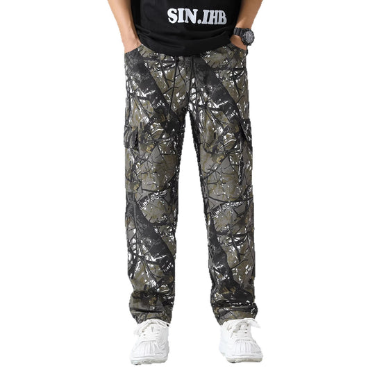 Herren Gemusterte Cargo-Jogginghose mit Tunnelzug, aufgesetzten Taschen & tapered Bein Nord Taschen