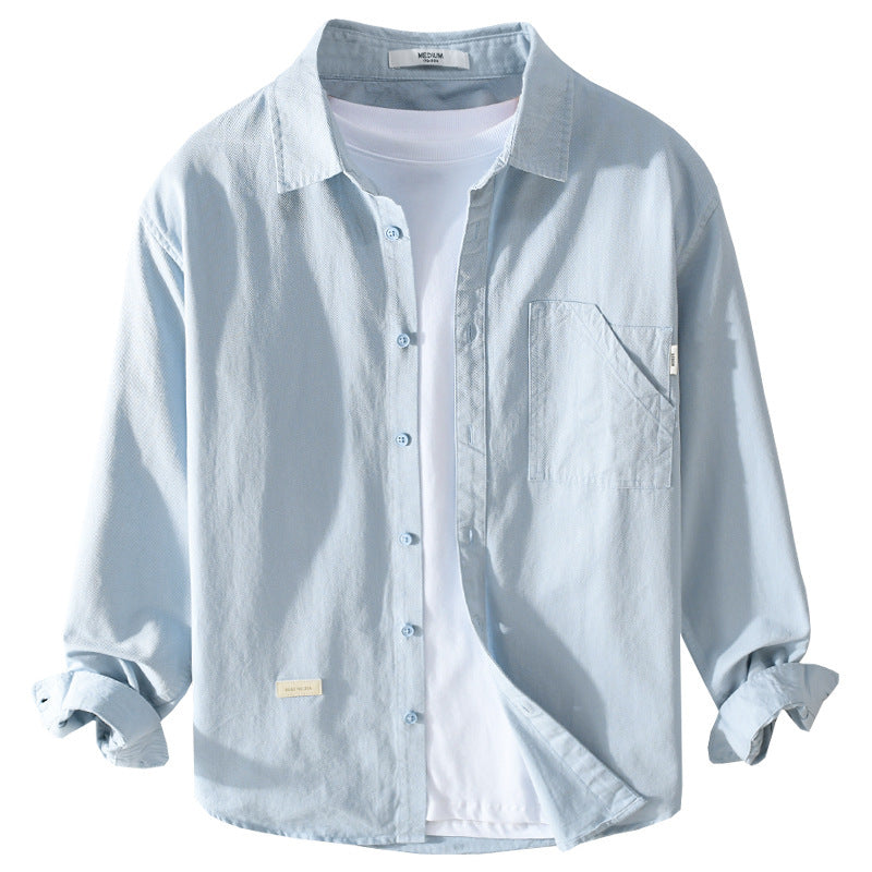Herren Leichtes strukturiertes Baumwoll-Overshirt mit Brusttasche und entspannter Passform Nord Taschen