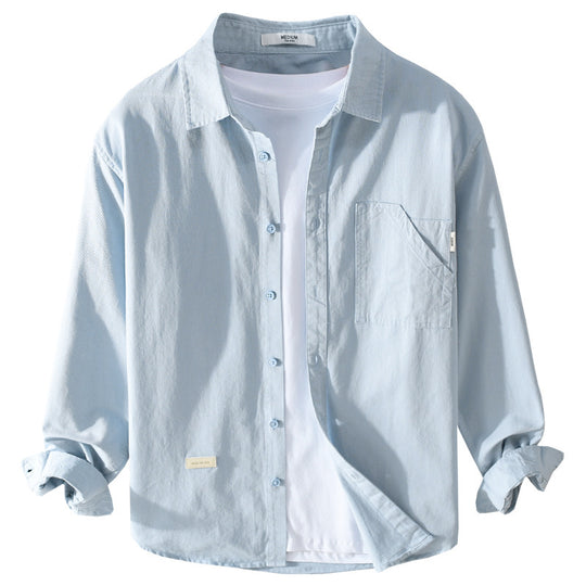 Herren Leichtes strukturiertes Baumwoll-Overshirt mit Brusttasche und entspannter Passform Nord Taschen