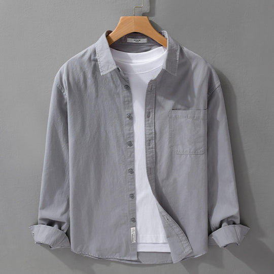 Herren Hemdjacken-Overshirt aus softem Baumwoll-Twill mit Relaxed-Fit und aufgesetzter Brusttasche Nord Taschen
