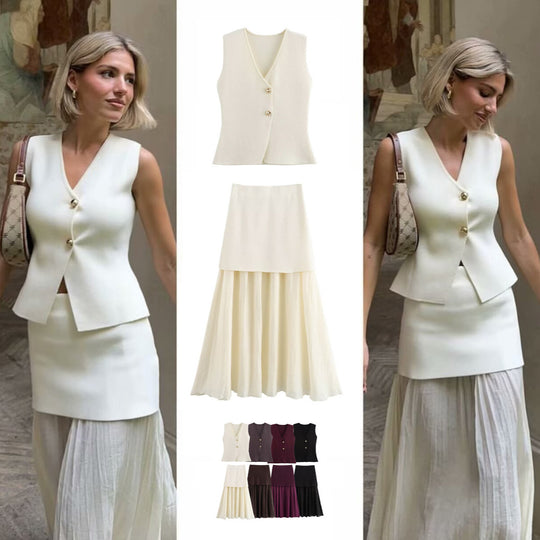Damen Zweilagiger Chiffon-Maxirock mit glattem Hüftbesatz und A‑Linien‑Fall Nord Taschen