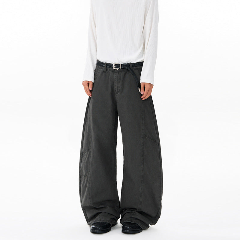 Herren Weite Twill-Palazzo-Hose mit tiefem Schritt und verstärkten Nähten Nord Taschen