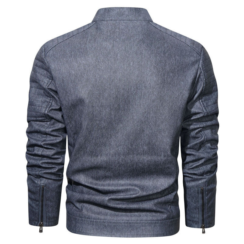 Herren robustes Denim‑Look Fieldblouson mit gesteppter Schulterpartie und Reißverschlussdetails Nord Taschen