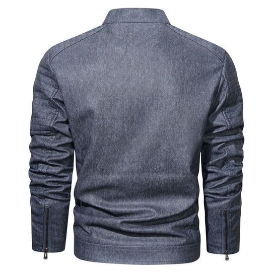 Herren robustes Denim‑Look Fieldblouson mit gesteppter Schulterpartie und Reißverschlussdetails Nord Taschen