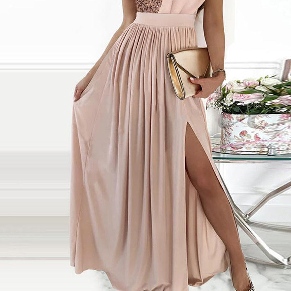 Damen Elegantes Abendkleid mit schimmerndem Oberteil und voluminösem Rock Avellé