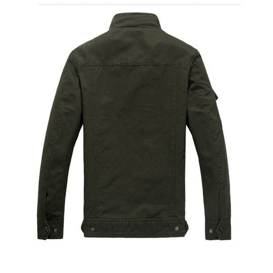 Herren Canvas-Fieldjacke im Military-Utility-Stil mit Stehkragen, Epauletten und Multifunktionstaschen Nord Taschen