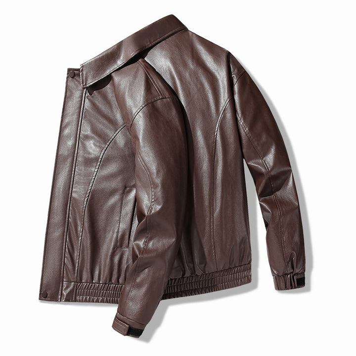 Herren lässige Kunstlederjacke mit elastischem Bund Fudus