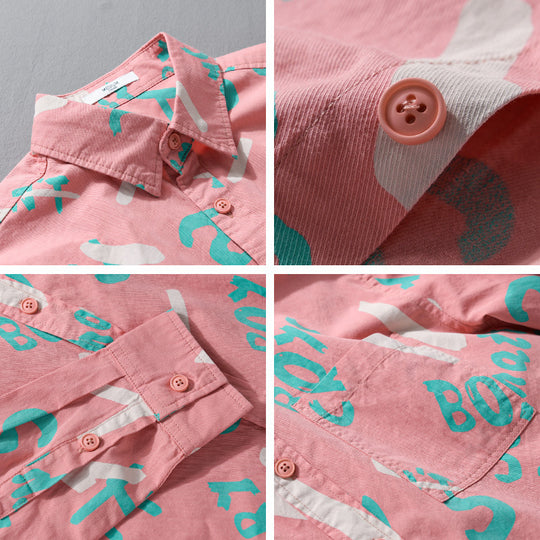Herren Lockeres Baumwoll-Overshirt mit grafischem Allover-Print und Kentkragen Nord Taschen