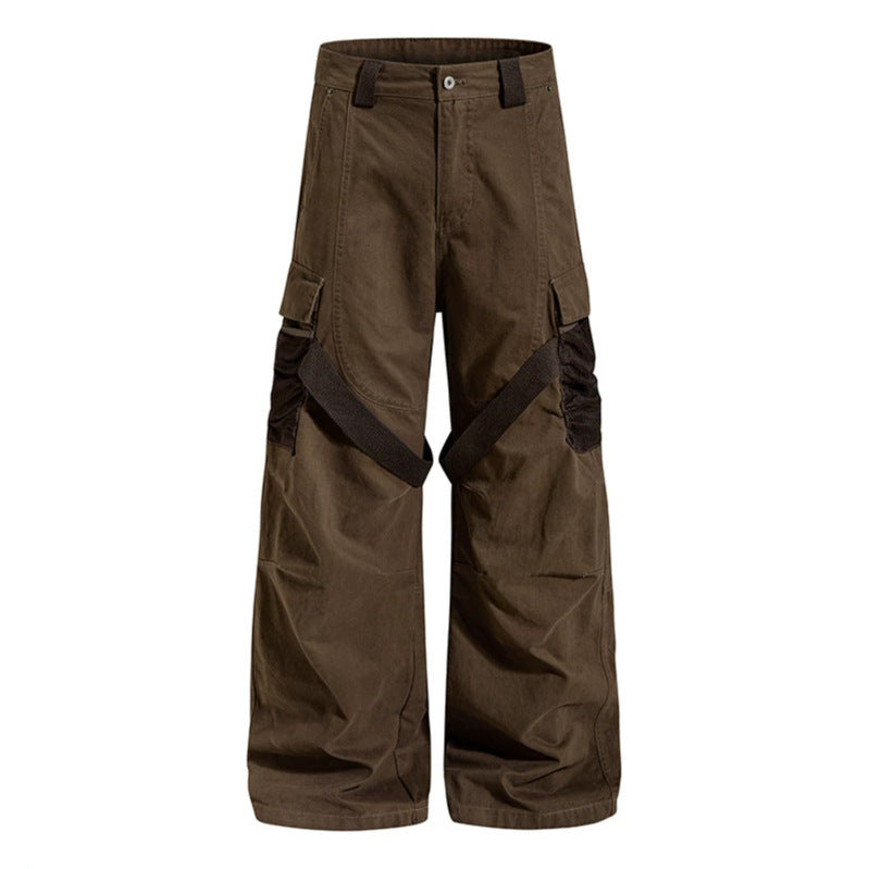 Damen Weite Cargo‑Palazzo‑Hose mit Utility‑Taschen und Mesh‑Einsätzen Nord Taschen