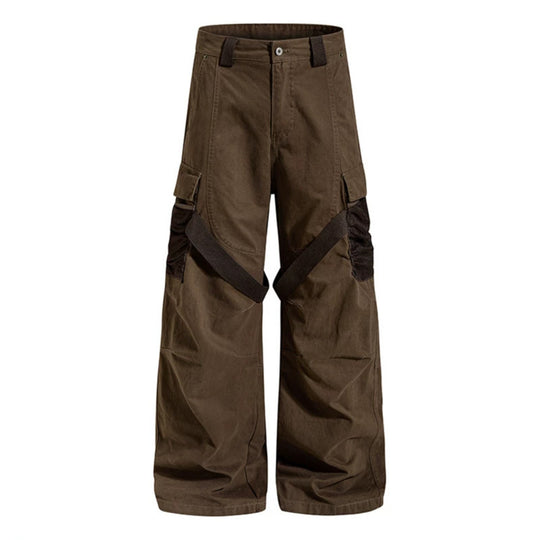 Damen Weite Cargo‑Palazzo‑Hose mit Utility‑Taschen und Mesh‑Einsätzen Nord Taschen