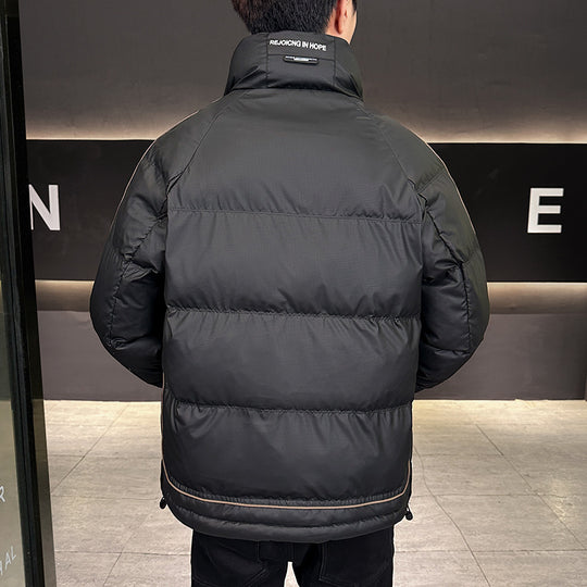 Herren Wattierte Steppjacke mit hohem Kragen, Druckknopfblende & kontrastierendem Seitenstreifen Nord Taschen