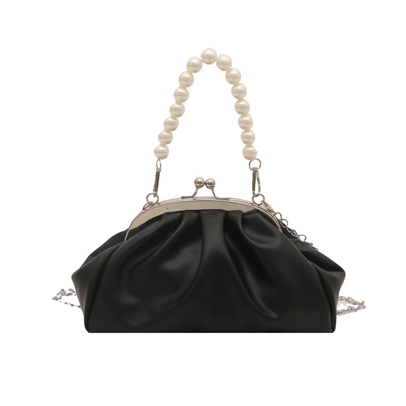 Damen-Handtasche mit eleganter Perlenkette und raffiniertem Rüschendesign Nord Taschen