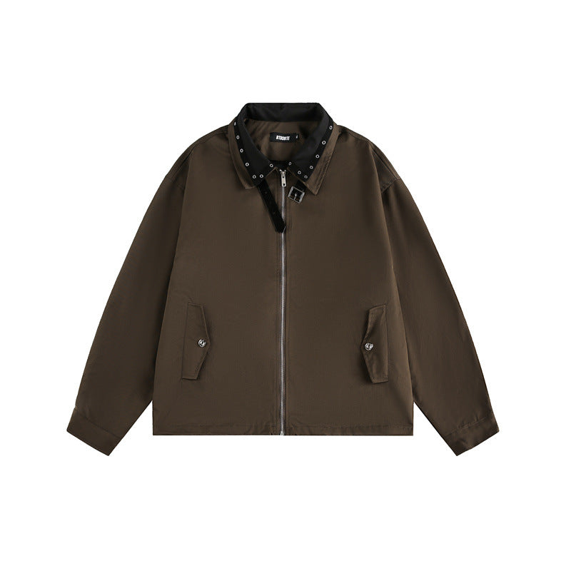 Unisex Boxy‑Blousonjacke mit Nietenverzierung am Schnallenkragen und verdecktem Reißverschluss Nord Taschen