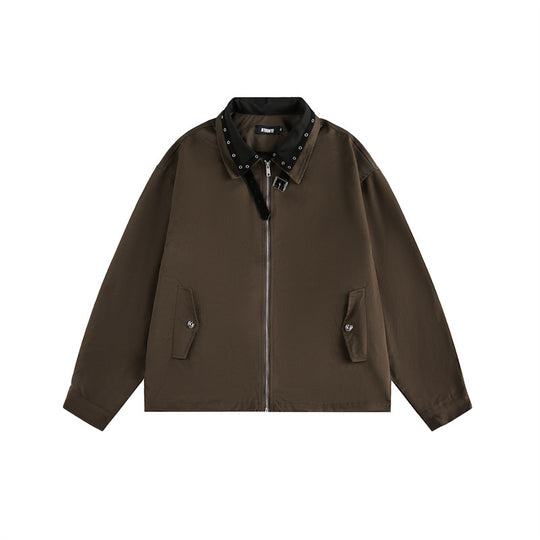 Unisex Boxy‑Blousonjacke mit Nietenverzierung am Schnallenkragen und verdecktem Reißverschluss Nord Taschen