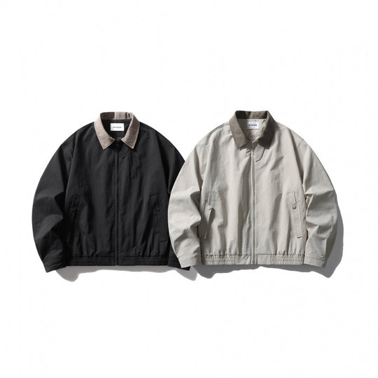 Herren Leichte Harringtonjacke mit Cordkragen und elastischem Saum Nord Taschen