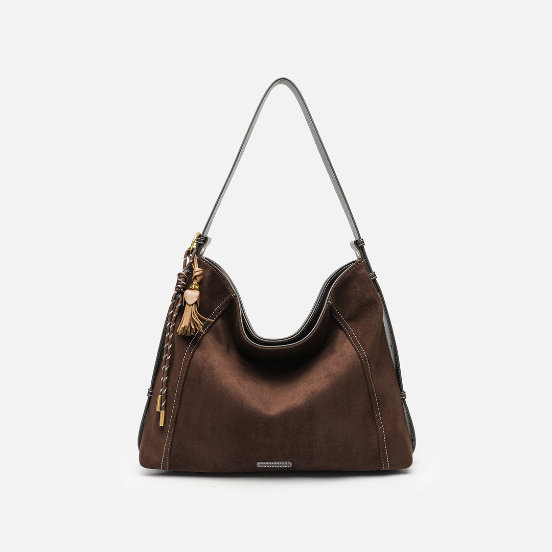 Damen Hobo Tasche mit elegantem Leder und dekorativen Quasten Nord Taschen