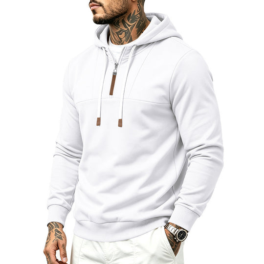 Herren Moderner Halbzip-Hoodie aus French Terry mit Zierriegel und Kordelzug Nord Taschen