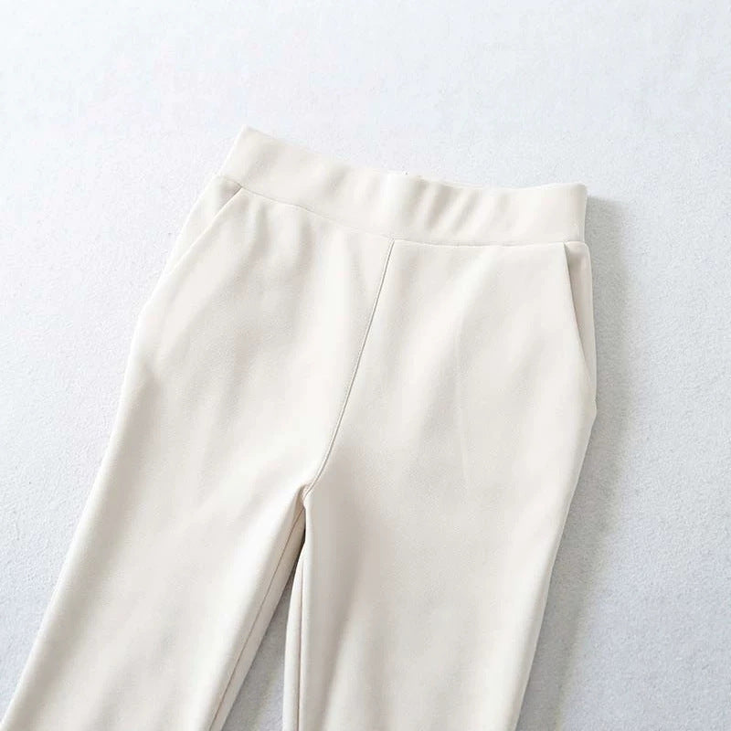 Damen Hochtaillierte Stretch-Schlaghose mit weitem ausgestelltem Saum Nord Taschen