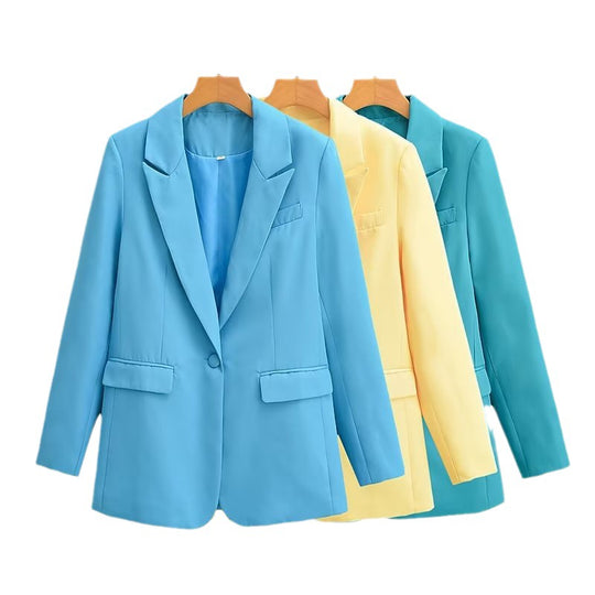 Damen Oversize-Blazer mit fallendem Revers Ein-Knopf-Verschluss und Pattentaschen Nord Taschen