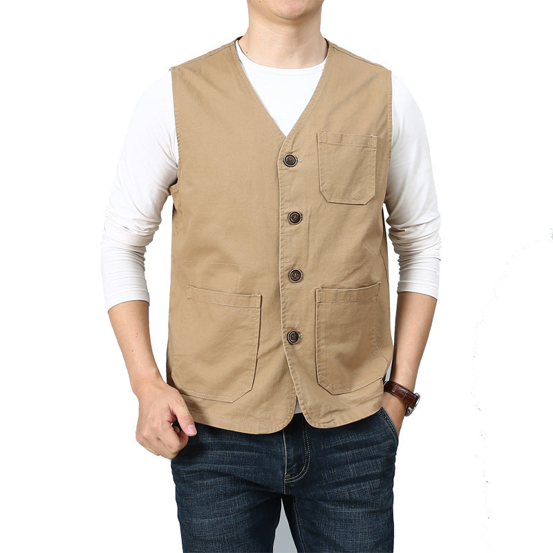 Herren Utility-Weste mit gestreiftem Innenfutter aus Baumwoll-Canvas Nord Taschen