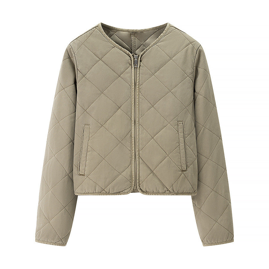 Damen Leichte gesteppte Kurzjacke mit Rundhalsausschnitt, durchgehendem Reißverschluss und dezenter Taillenlänge Nord Taschen