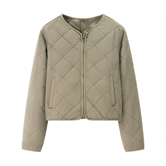 Damen Leichte gesteppte Kurzjacke mit Rundhalsausschnitt, durchgehendem Reißverschluss und dezenter Taillenlänge Nord Taschen