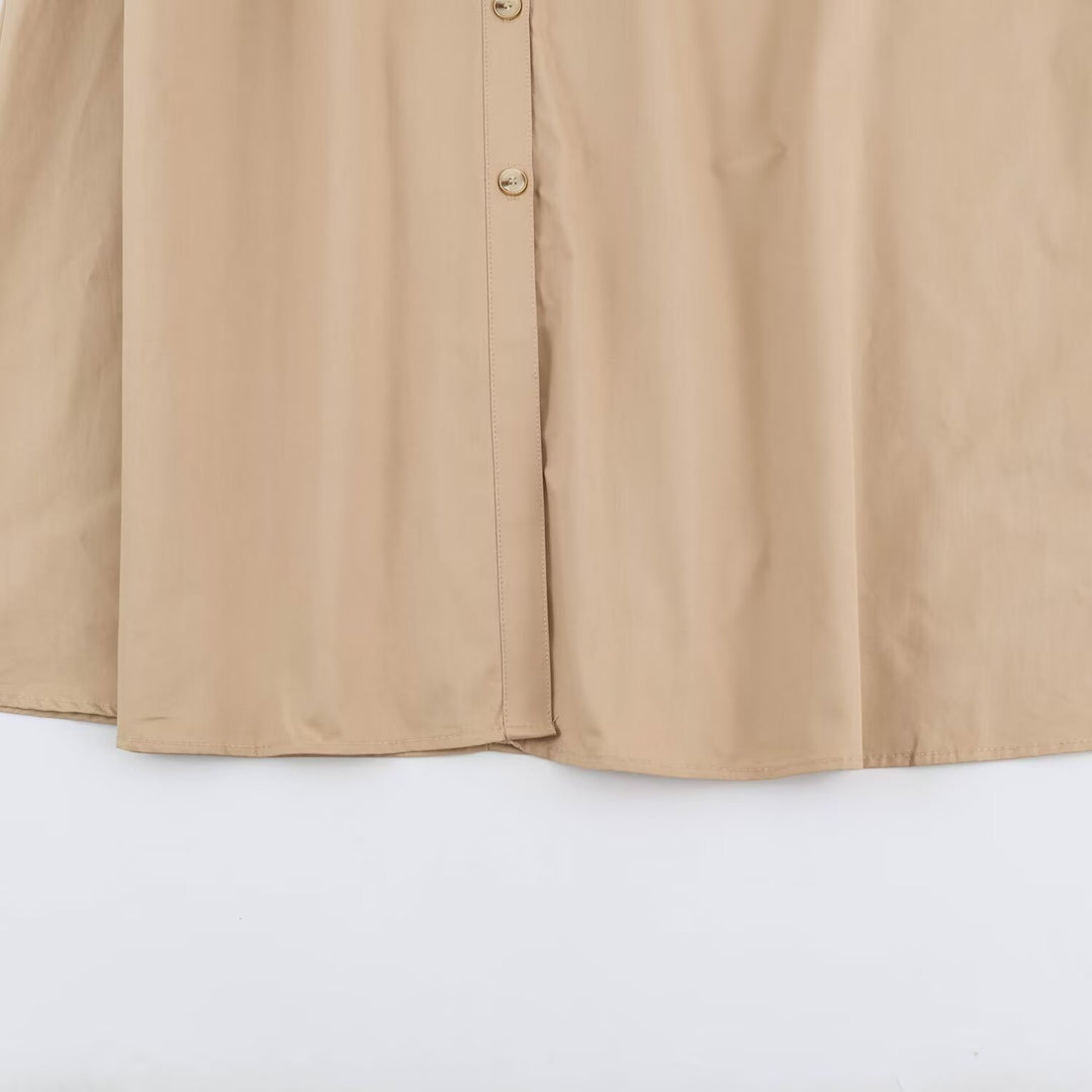 Damen Hemdblusen-Midikleid mit Taillengürtel und Umschlagärmeln Nord Taschen