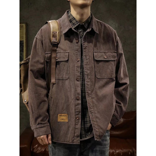 Herren Cord-Überhemdjacke mit aufgesetzten Brusttaschen und entspanntem Oversize-Schnitt Nord Taschen