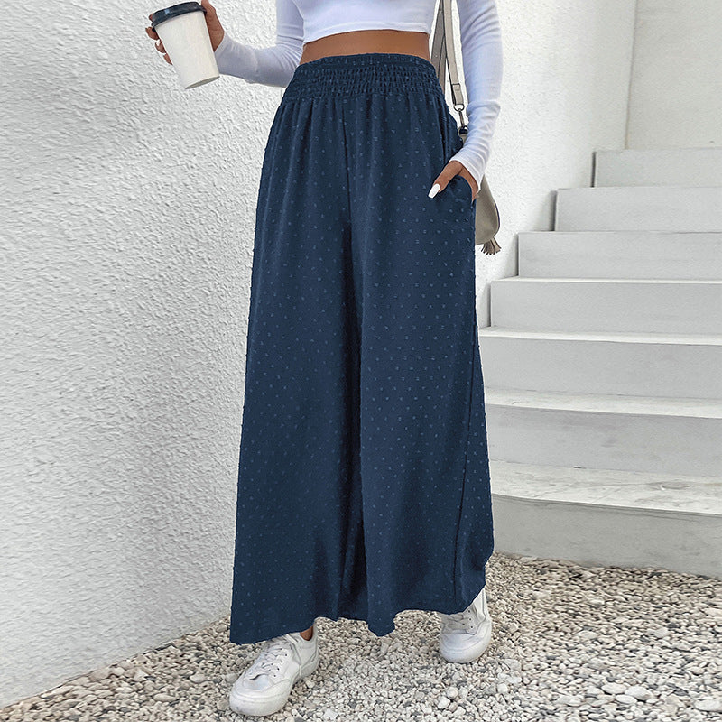 Damen Palazzo-Hose mit weitem Bein, elastischem Raffungbund und strukturierter Pointelle-Optik Nord Taschen