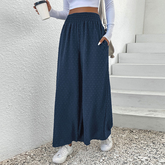 Damen Palazzo-Hose mit weitem Bein, elastischem Raffungbund und strukturierter Pointelle-Optik Nord Taschen