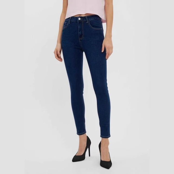 Damen hochgeschnittene Skinny-Jeans mit figurformendem Stretch und knöchellanger Passform Nord Taschen