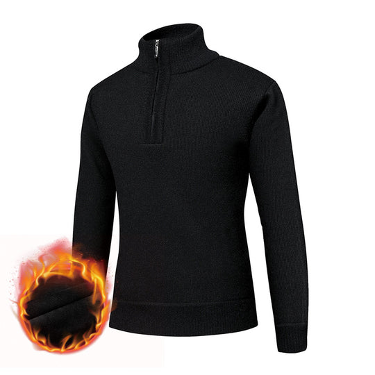 Herren Thermo-gefütterter Halbzip-Pullover mit Stehkragen und wärmender Fleece-Innenseite Nord Taschen