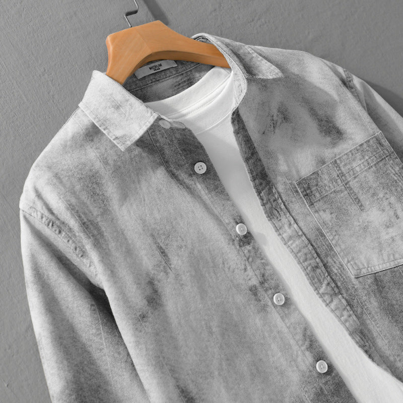 Herren Stonewashed-Denim-Überhemd im Vintage-Waschlook mit Brusttasche und Relaxed-Fit Nord Taschen