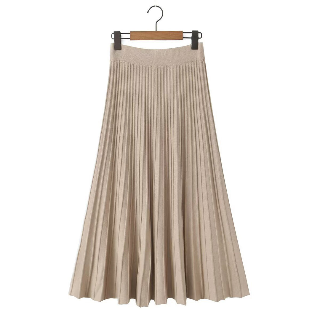 Damen Plissierter Maxi-Rock mit hohem Stretchbund Nord Taschen