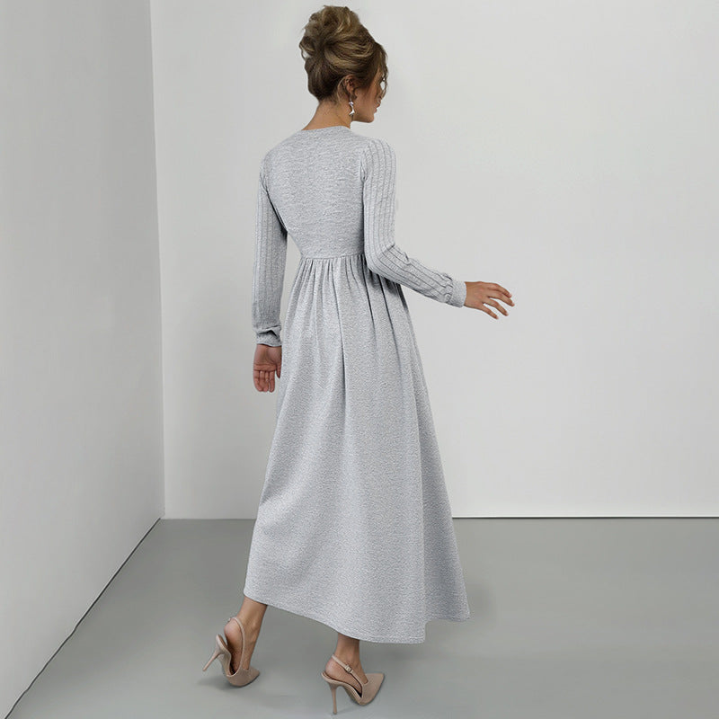 Damen Elegantes Wickel‑Maxikleid mit Spitzenbesatz, tailliertem Knotenbund und hohem Beinschlitz Nord Taschen