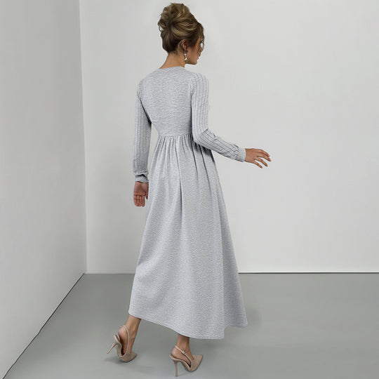 Damen Elegantes Wickel‑Maxikleid mit Spitzenbesatz, tailliertem Knotenbund und hohem Beinschlitz Nord Taschen