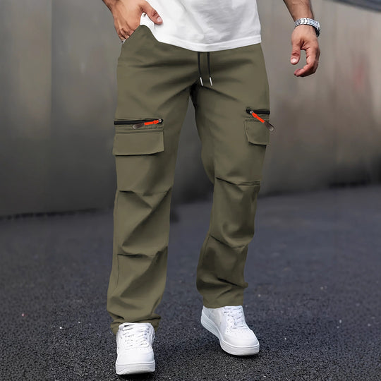 Herren Cargo-Jogginghose mit Multifunktionstaschen, Tunnelzug & Reißverschlüssen Nord Taschen